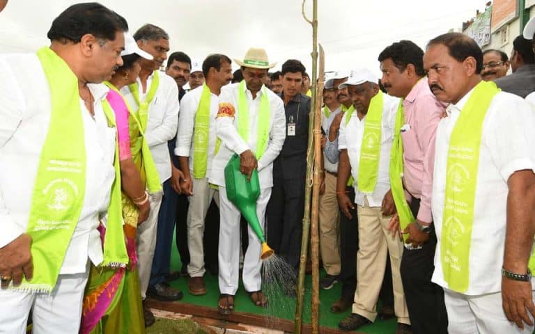 Cm Kcr Planting A Sapling As Part Of 4th Phase Of Haritha Haram In Gajwel 01 08 2018.jpg