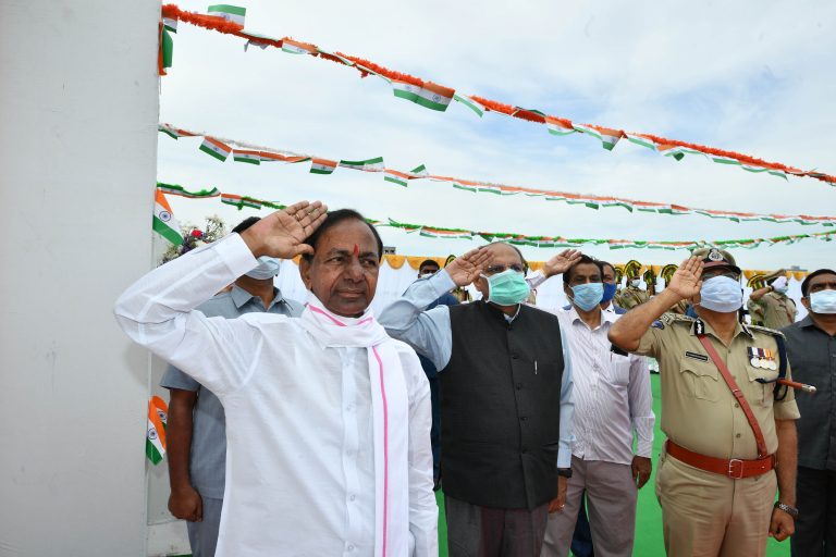 Cm Kcr Hoisted The National Flag At Pragathi Bhavan 02 06 2020 1