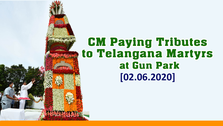 Cm Kcr Paying Floral Tributes To Telangana Martyrs At Gun Park 02 06 2020
