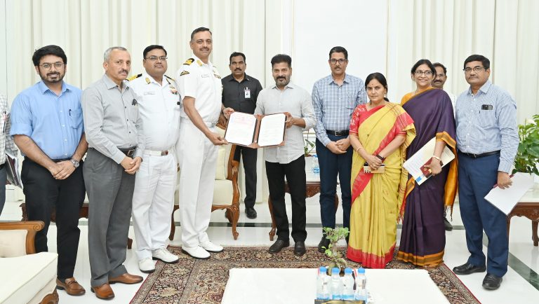 Commodore Karthik Shankar, Circle Deo Rohit Bhupathi And Captain Sandeep Das Met Chief Minister A Revanth Reddy 24 01 2024