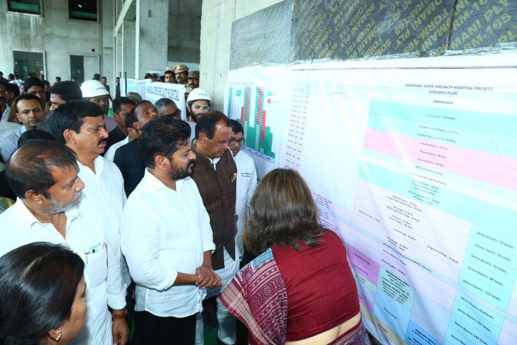 Cm Revanth Reddy Inspected The Ongoing Works Of Government Multi Super Speciality Hospital In Warangal 29 06 2024 (5)