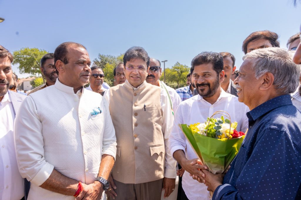 Cm A Revanth Reddy Paid Homage To Mahatma Gandhi Statue In Dallas Texas Us 5