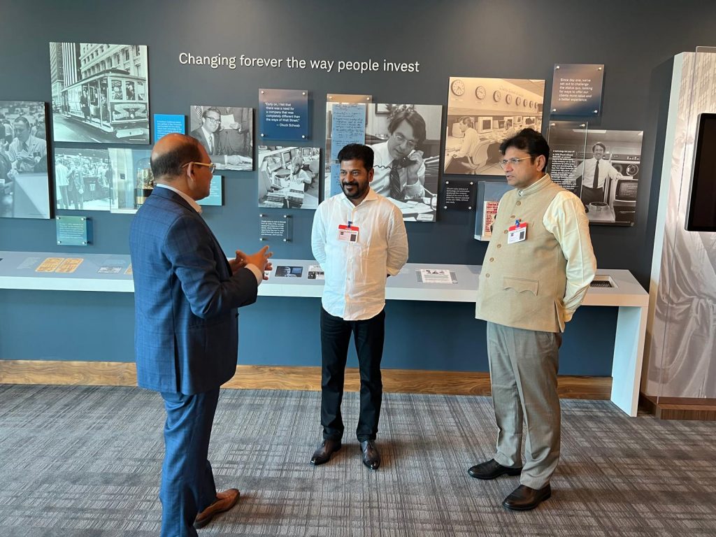 Cm Revanth Reddy And Minister Sridhar Babu Held Meeting With Charles Schwab Team In Dallas 2